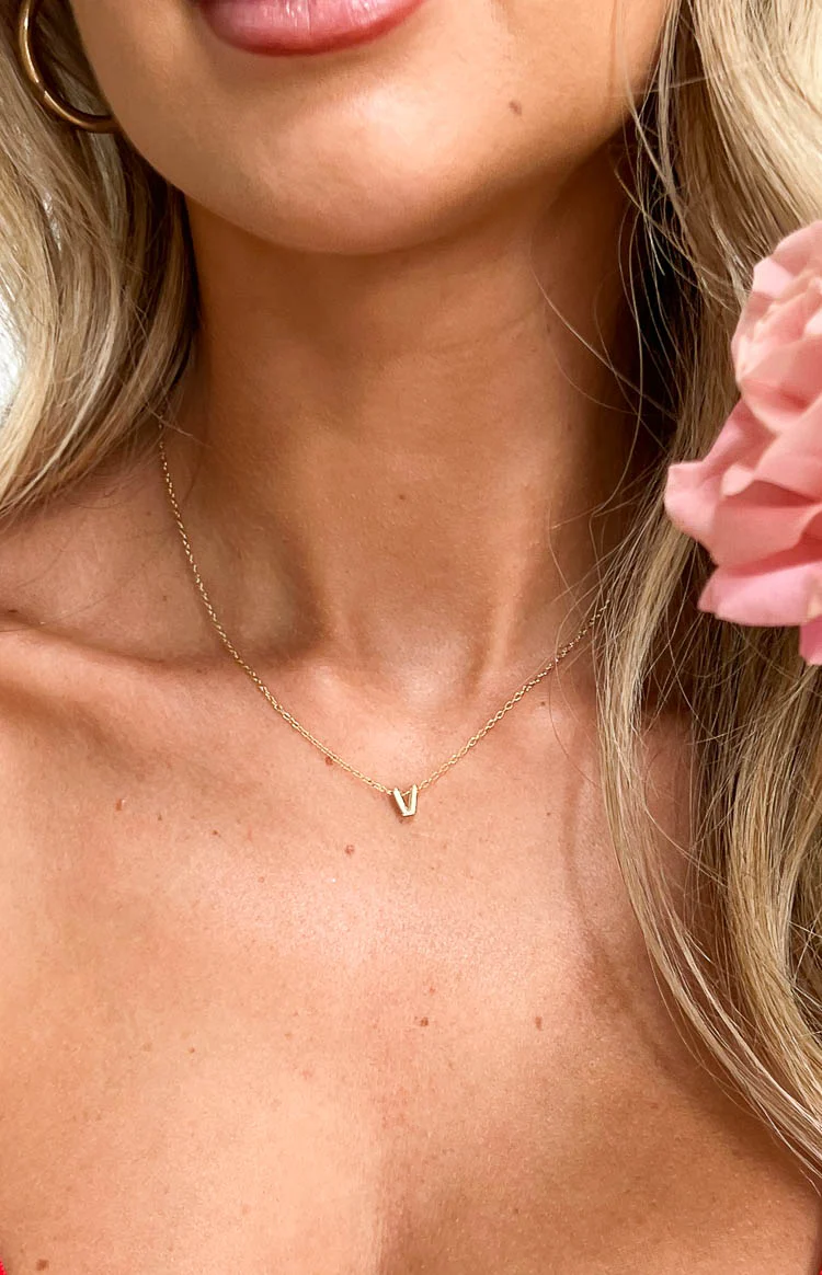 18k Letter Gold Necklace - Image 4