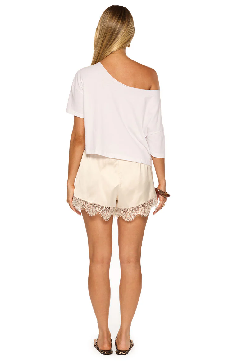 Agnes Cream Satin Lace Shorts - Image 8