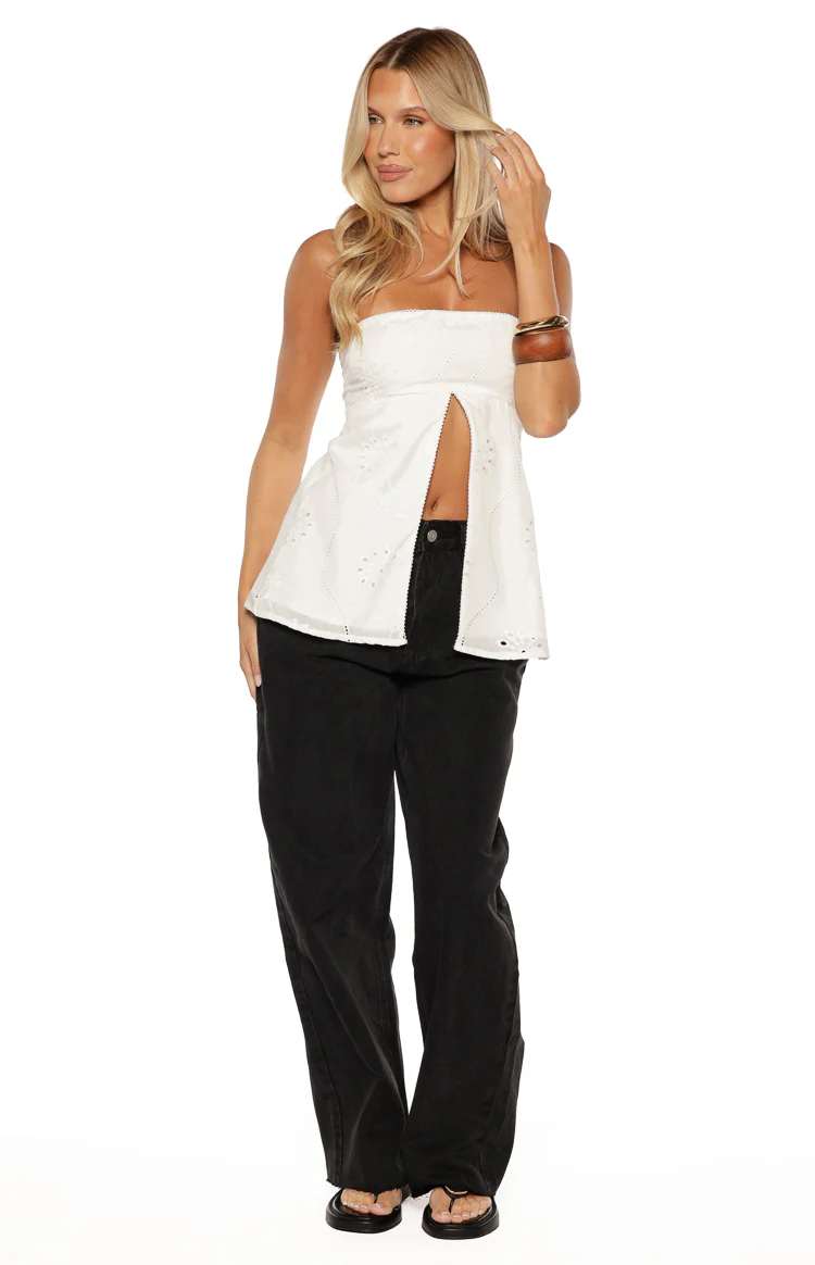 Ailany White Floral Strapless Longline Top - Image 7