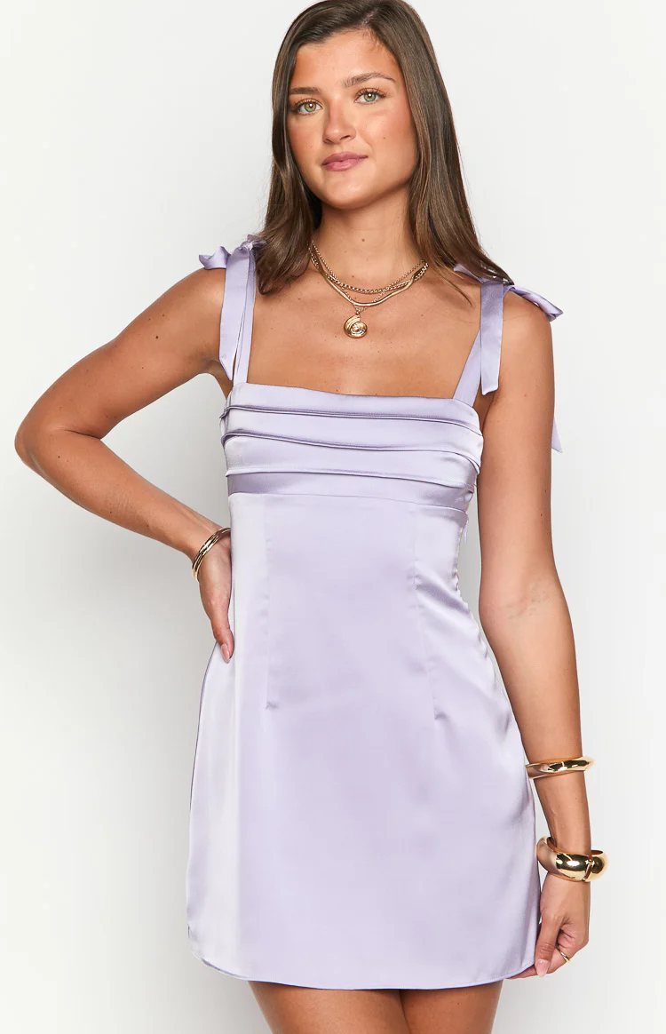 Akira Lilac Tie Mini Dress - Image 2