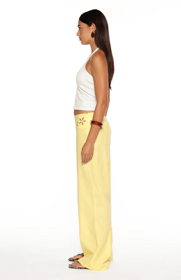Alamara Yellow Floral Detail Wide Leg Pants - Image 6