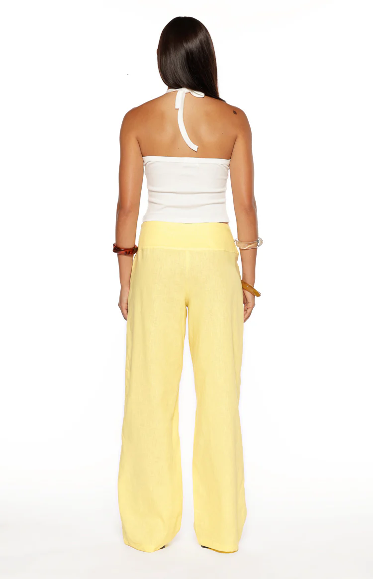 Alamara Yellow Floral Detail Wide Leg Pants - Image 7