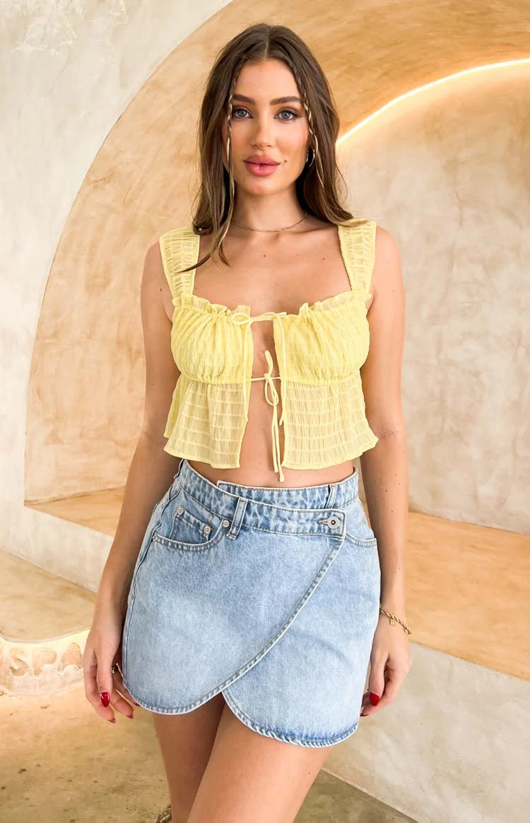 Alcmene Denim Asymmetrical Wrap Mini Skirt - Image 12