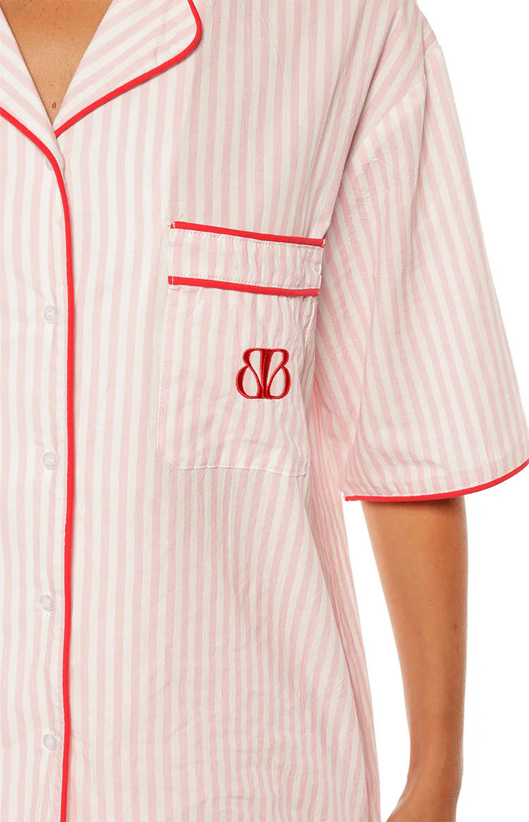 Alexea Pink Stripe Pajama Shirt - Image 12