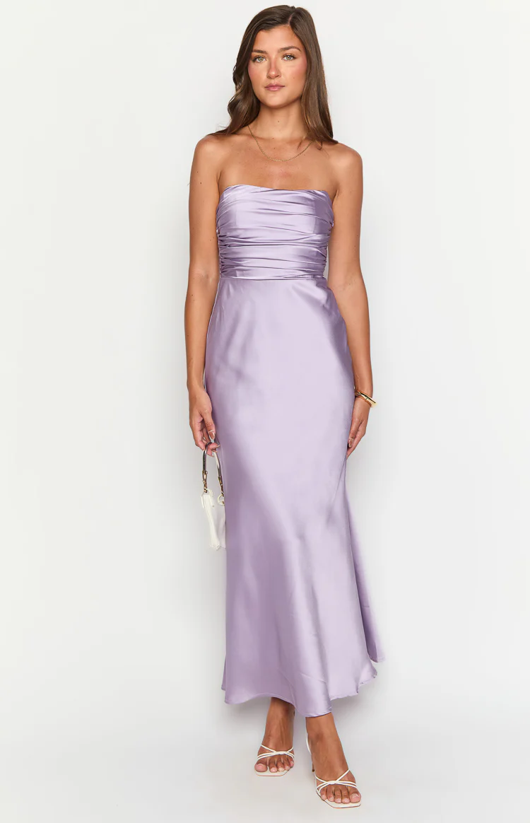 Alexia Purple Strapless Maxi Dress - Image 2