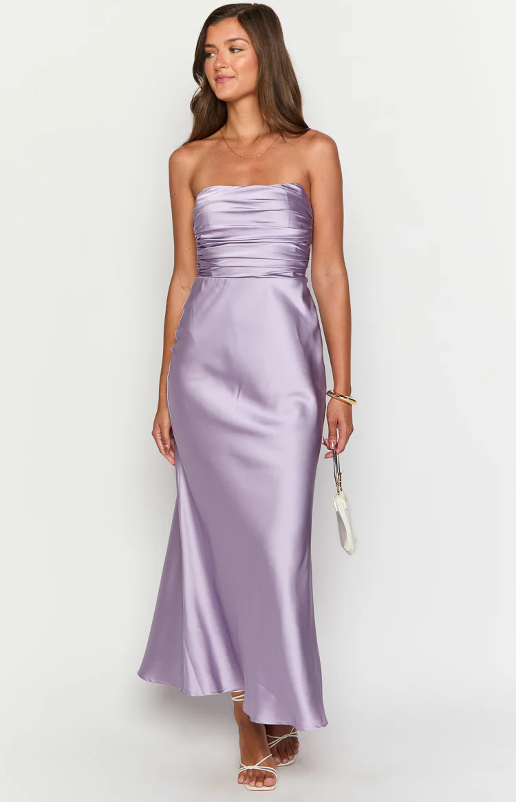 Alexia Purple Strapless Maxi Dress - Image 3