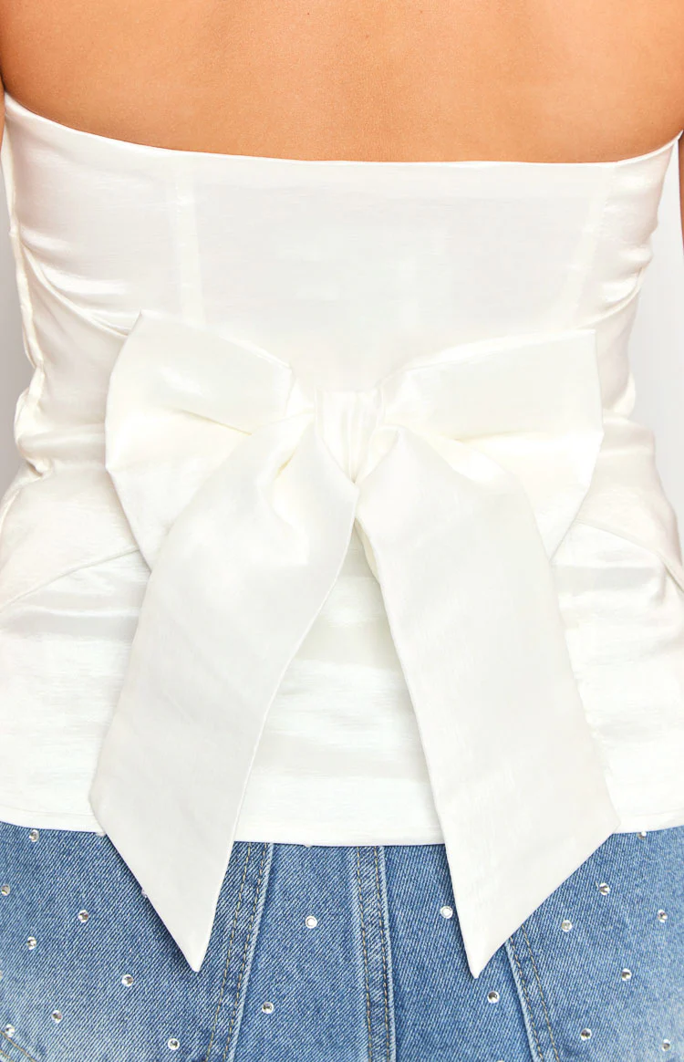 Alix White Bow Strapless Top - Image 6