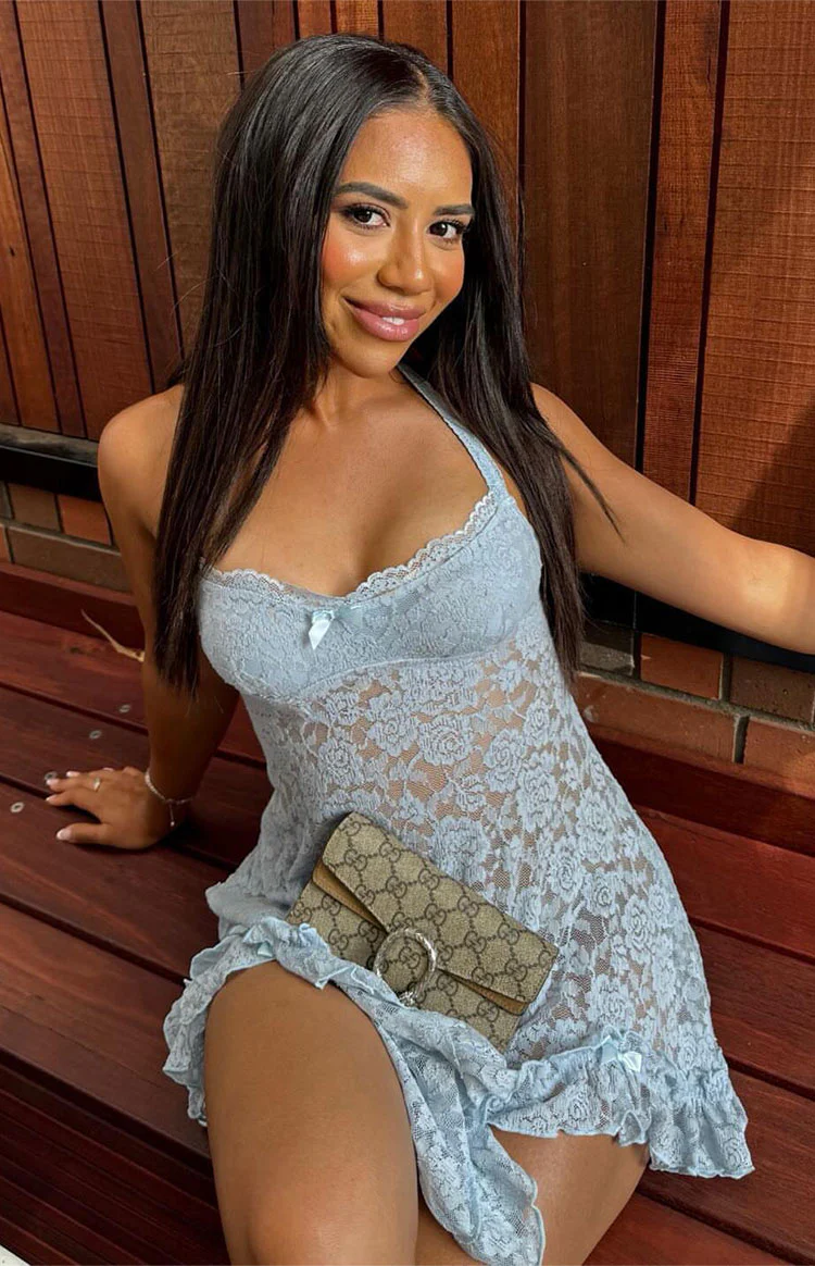 All Mine Blue Lace Mini Dress - Image 16