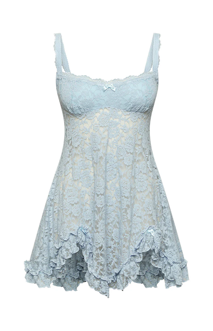 All Mine Blue Lace Mini Dress - Image 6