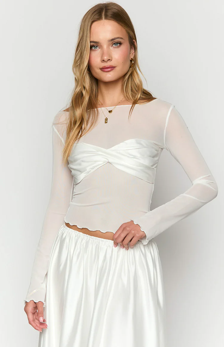 Alonza White Long Sleeve Top - Image 2