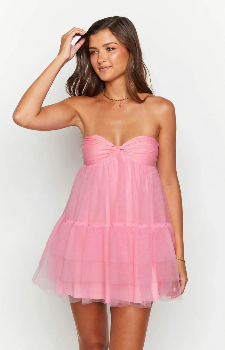 Amba Pink Strapless Mini Dress - Image 2