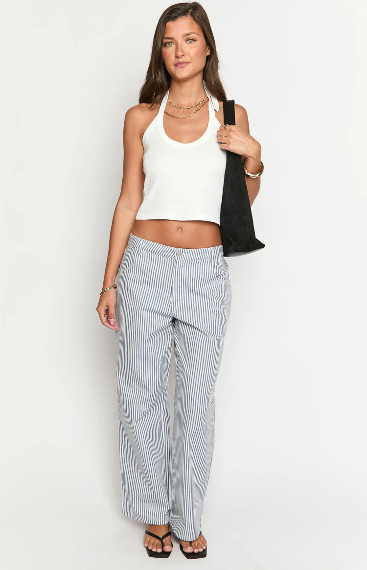 Amity Navy Stripe Mid Rise Straight Leg Jeans - Image 2