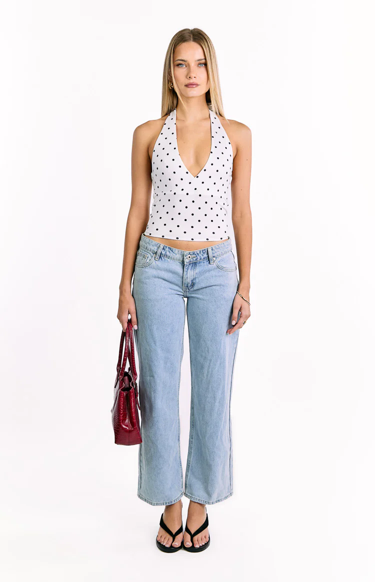 Amora White Polka Dot Crop Top - Image 3