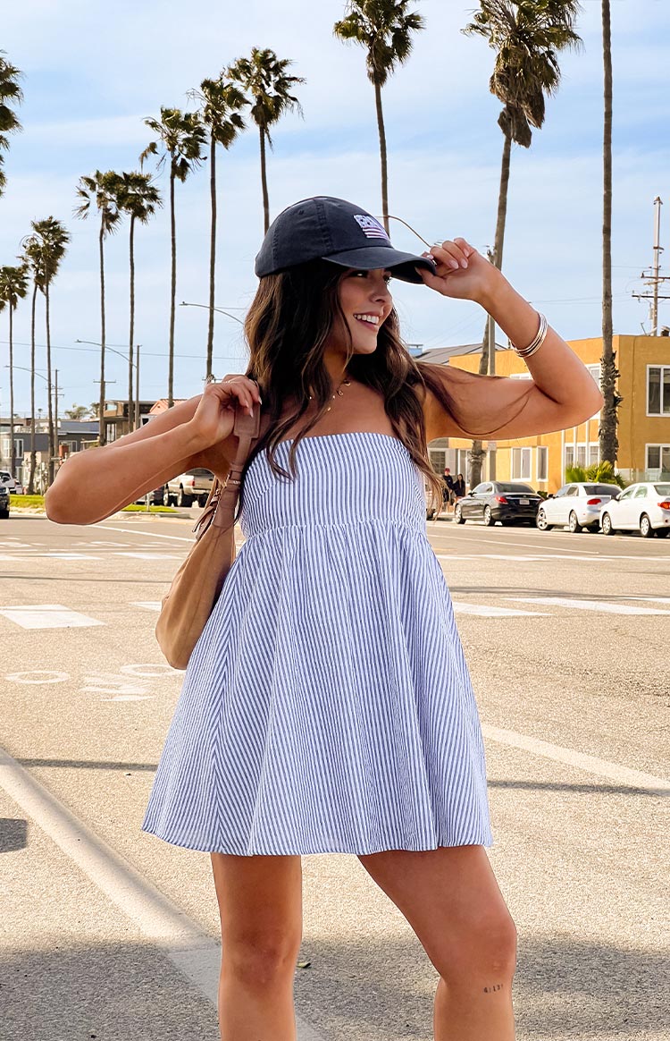 Anderson Blue Stripe Strapless Mini Dress - Image 7