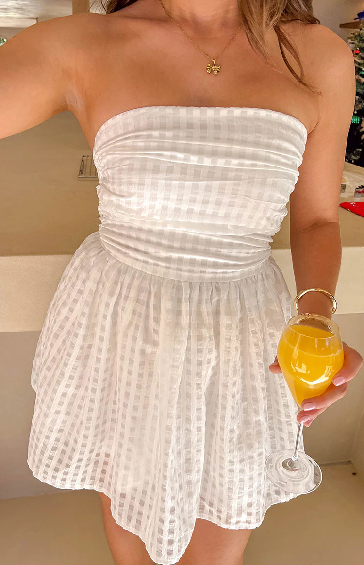Andy White Strapless Mini Dress - Image 8