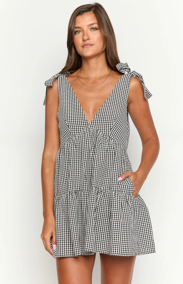 Angel Girl Black Gingham Mini Dress - Image 2