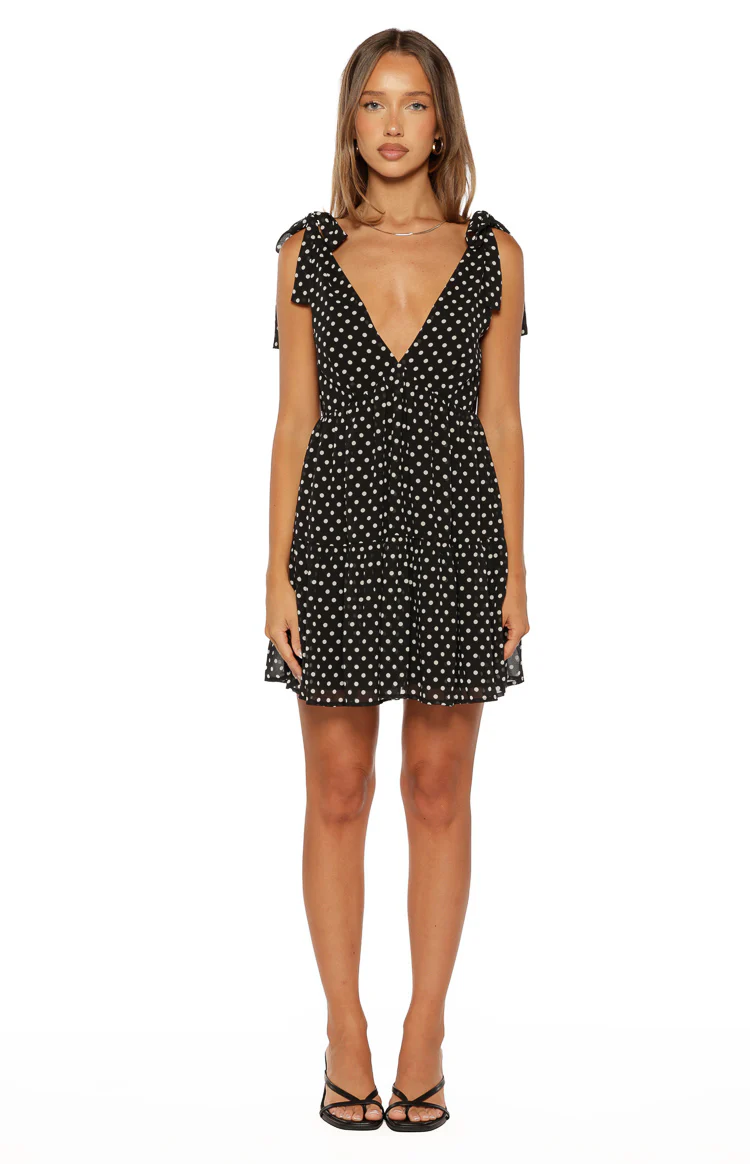 Angel Girl Black Polka Dot Mini Dress - Image 5