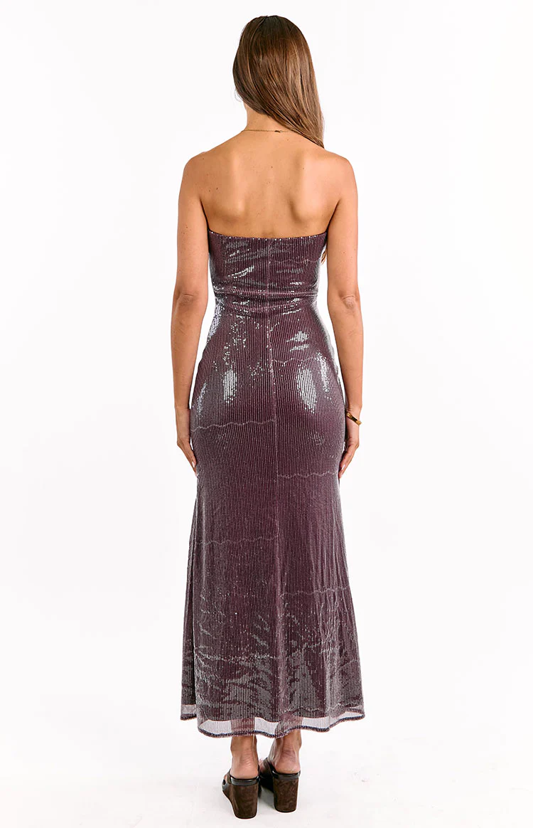 Arizona Hibiscus Wine Sequin Maxi Dress - Image 4