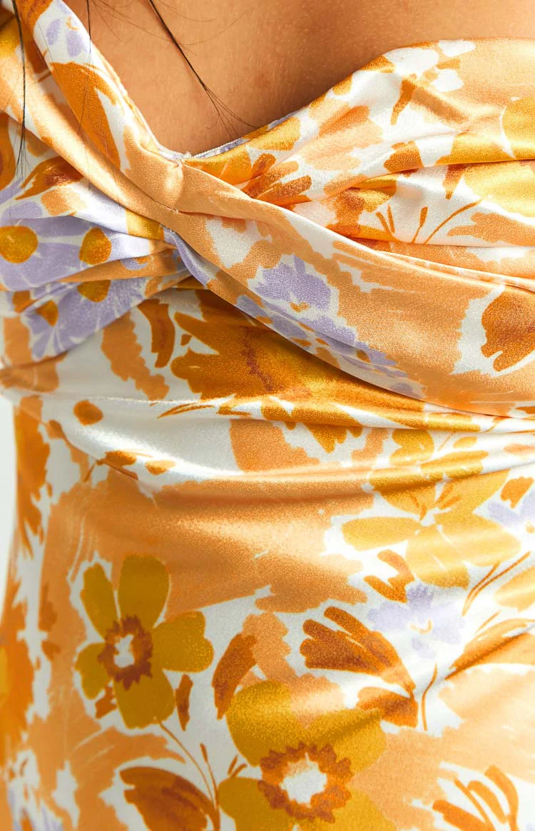 Ashley Orange Floral Formal Maxi Dress - Image 6