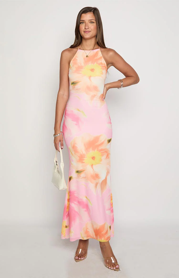 Ashton Pink Floral Kisses Maxi Dress - Image 2