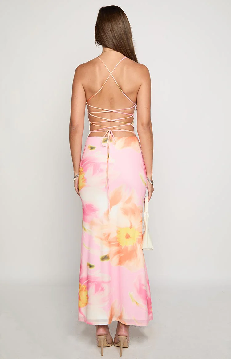 Ashton Pink Floral Kisses Maxi Dress - Image 4