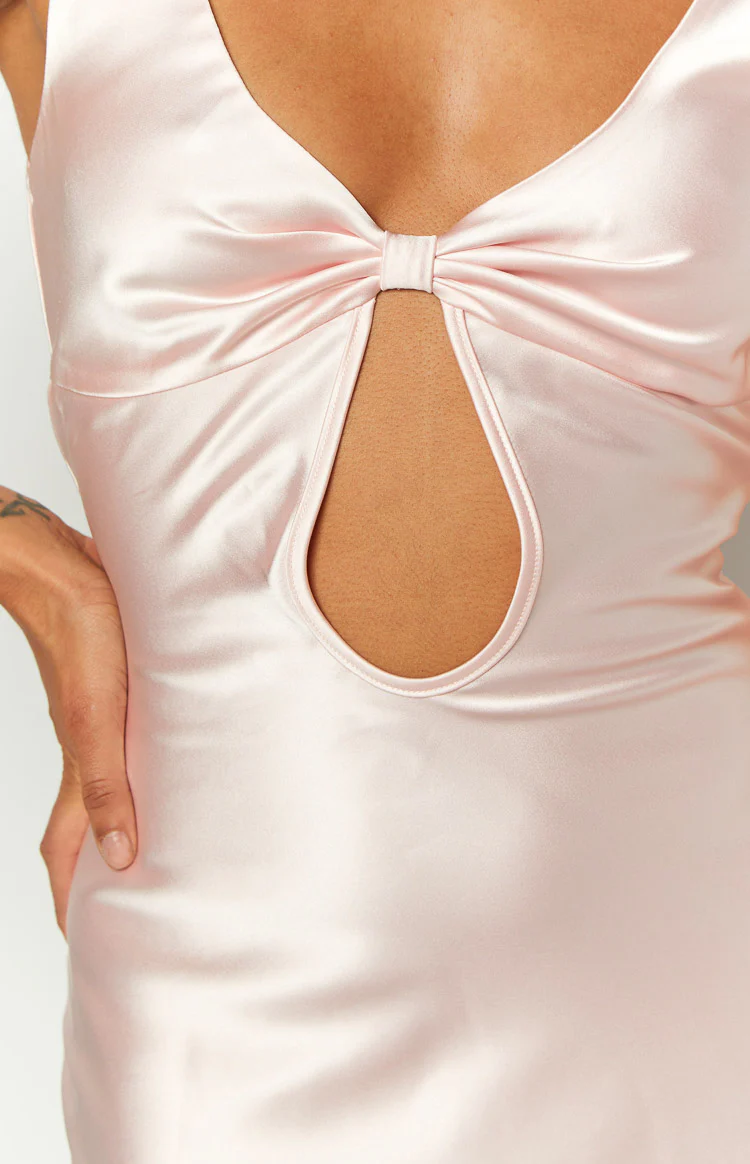 Attina Pink Satin Maxi Dress - Image 6