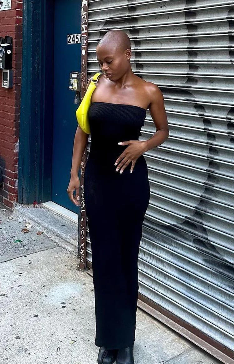 Ava Black Strapless Knit Maxi Dress - Image 4