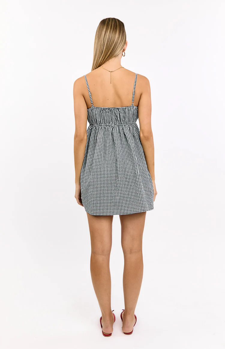 Avara Black Gingham Mini Dress - Image 5