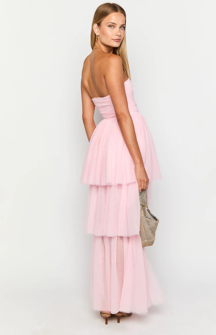 Avery Pink High-Low Maxi Dress - Image 5