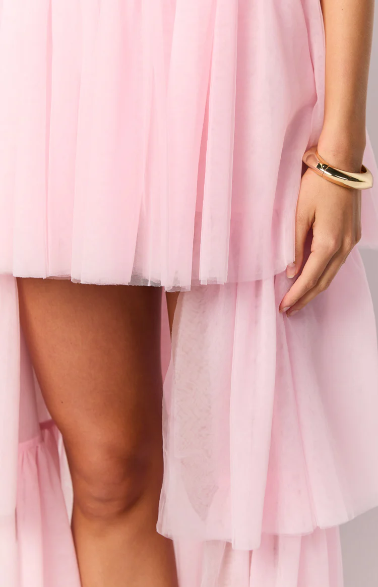 Avery Pink High-Low Maxi Dress - Image 6