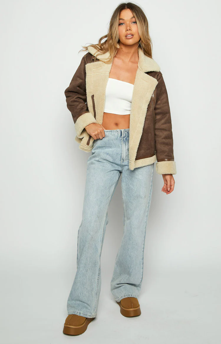 Aviator Brown Sherpa Jacket - Image 3