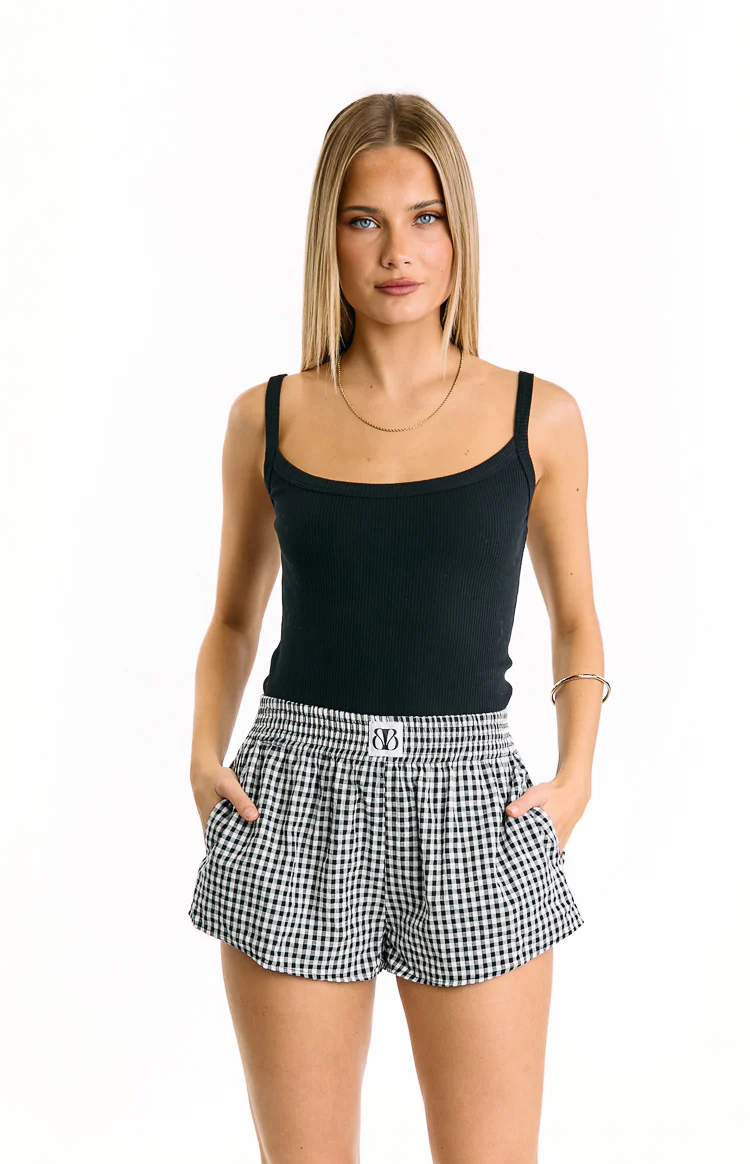 Baxter Black Gingham Shorts - Image 2