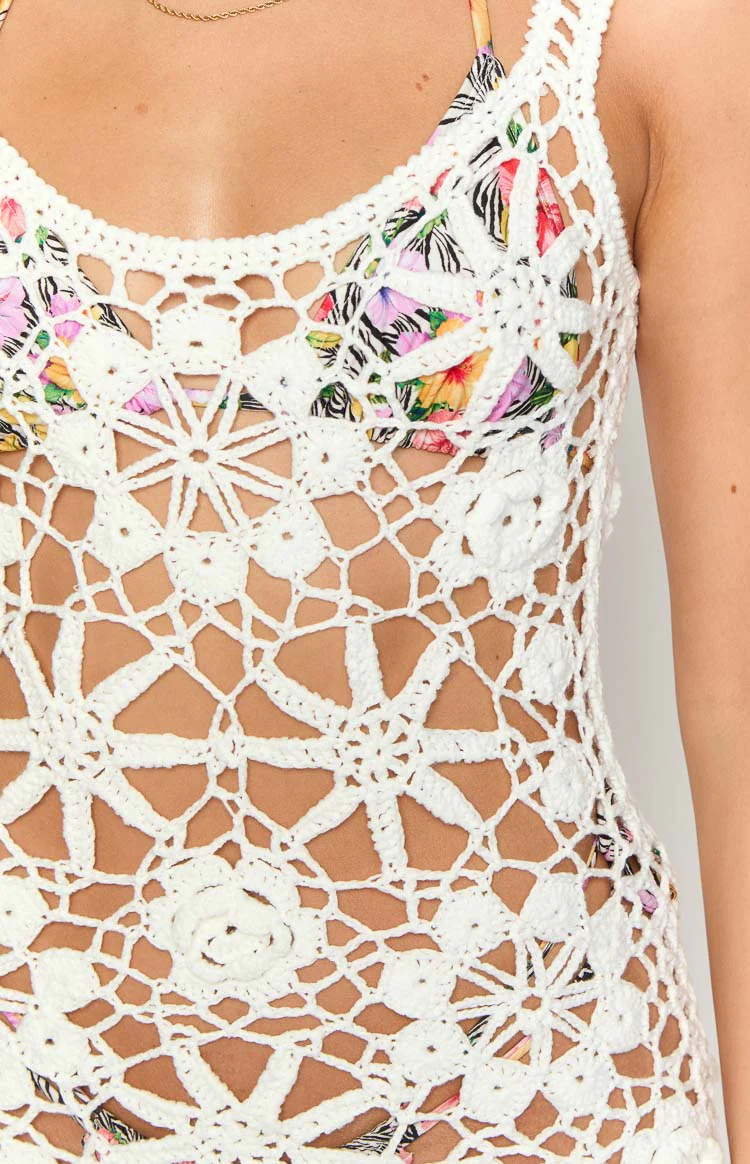 Bayley White Garden Crochet Mini Dress - Image 6