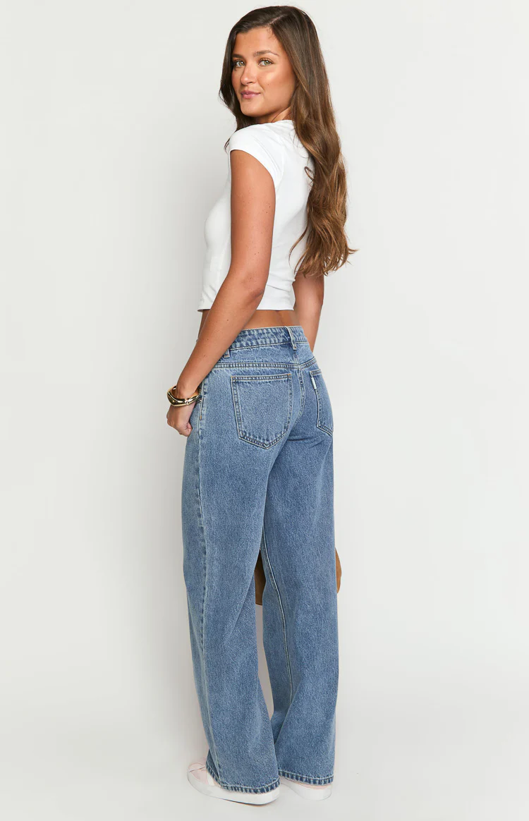 Beau Mid Wash Tie Waist Denim Jeans - Image 5