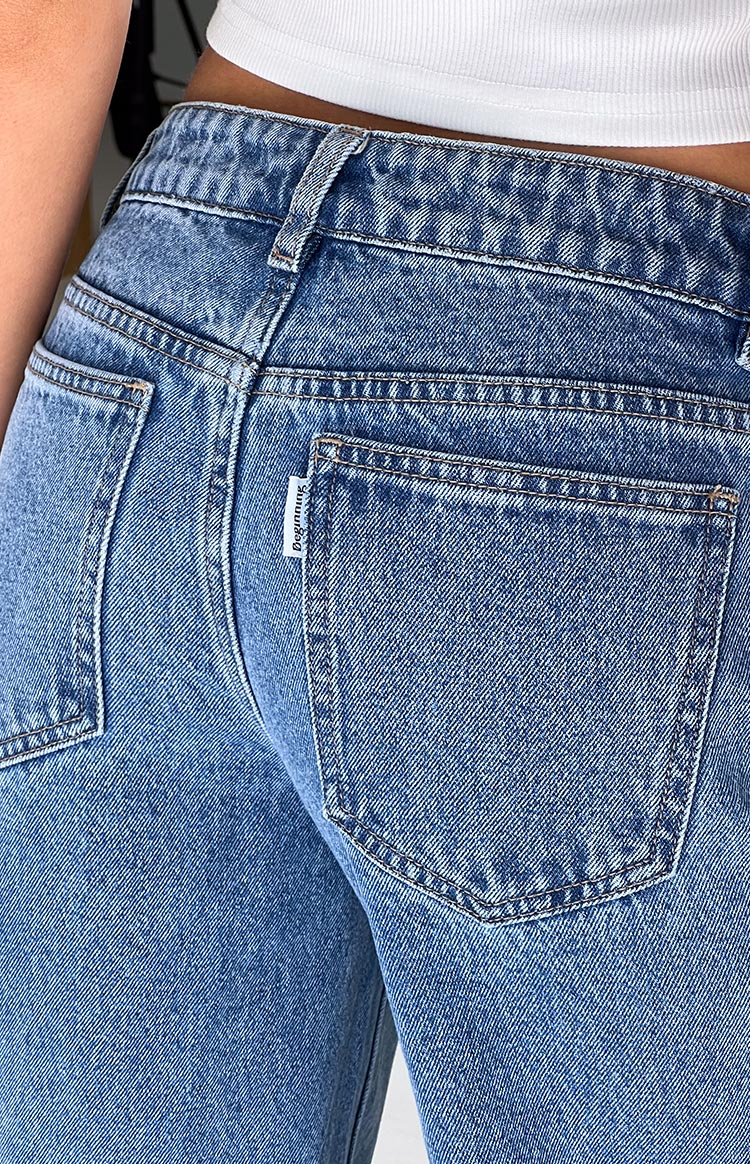 Beau Mid Wash Tie Waist Denim Jeans - Image 9