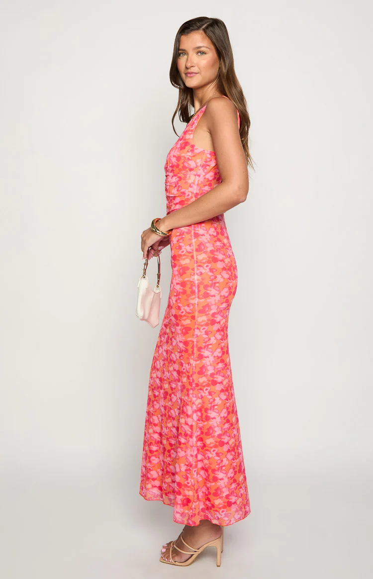 Beck Orange Floral Print Maxi Dress - Image 4