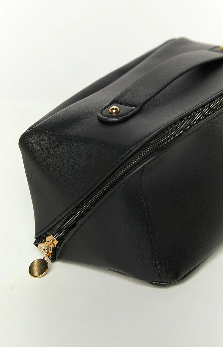Beginning Boutique Black Zipper Cosmetic Bag - Image 4