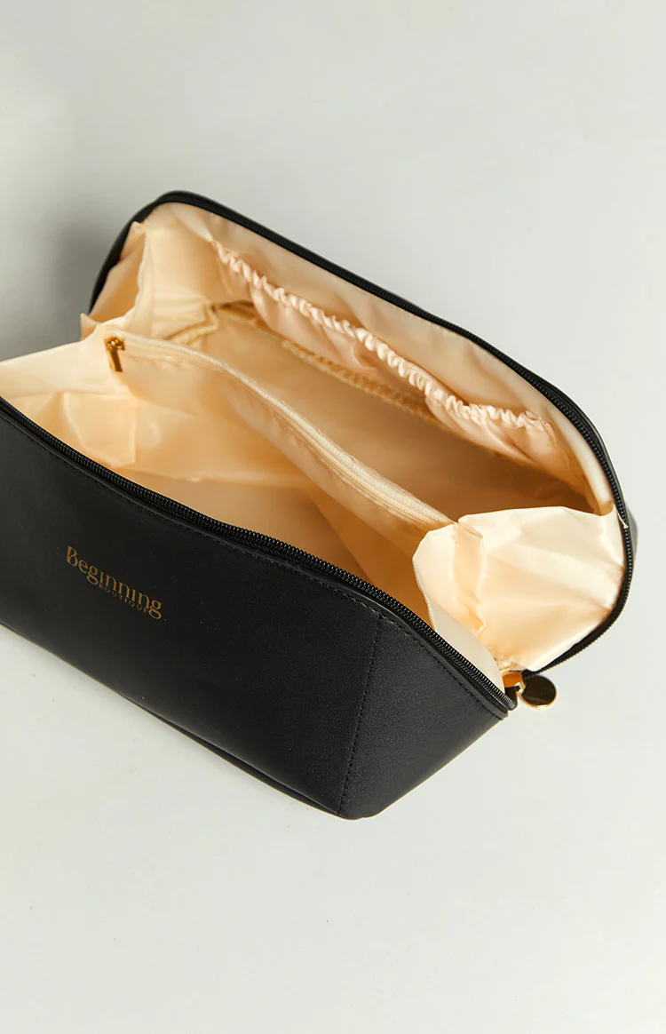 Beginning Boutique Black Zipper Cosmetic Bag - Image 5