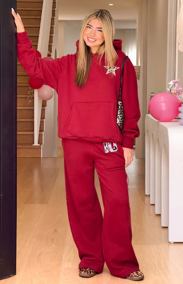 Beginning Burgundy Leopard Star Hoodie - Image 8