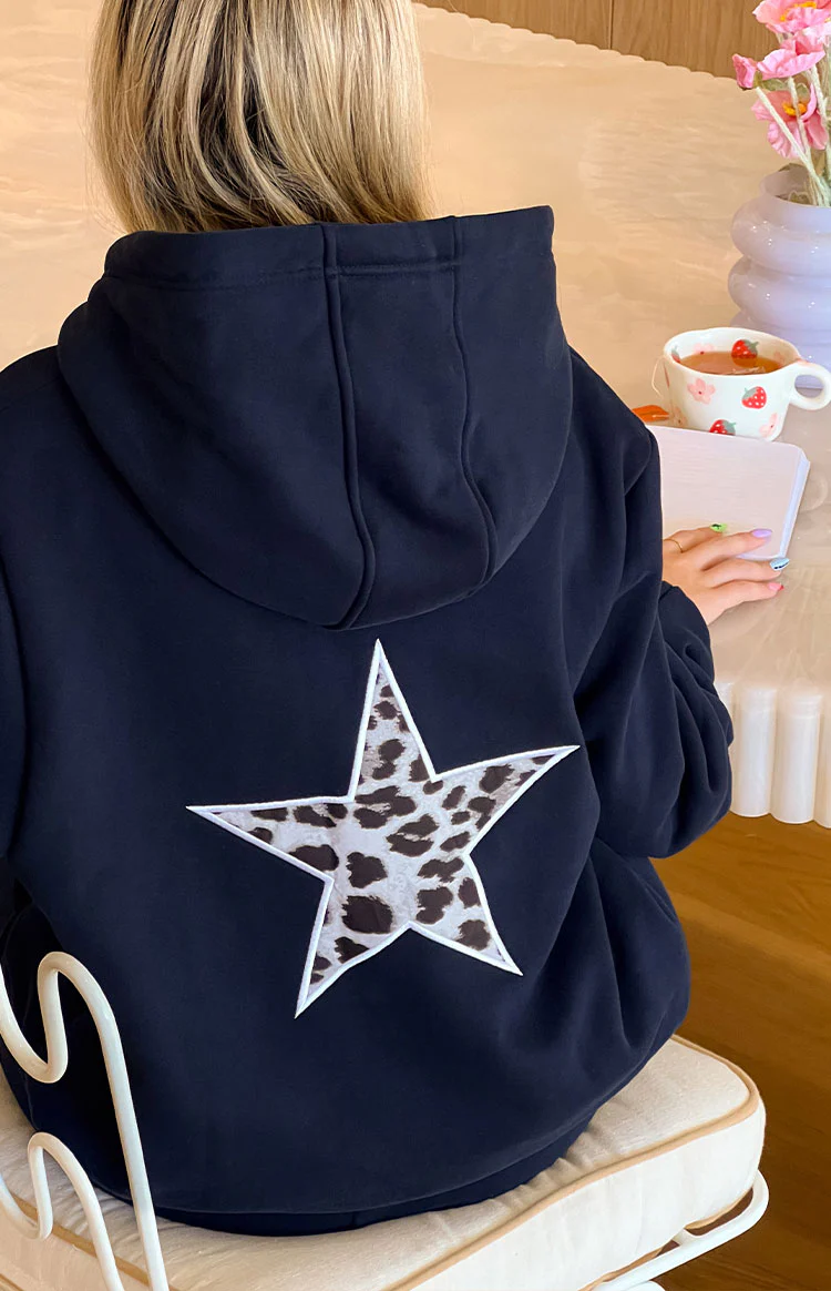 Beginning Navy Leopard Star Hoodie - Image 10