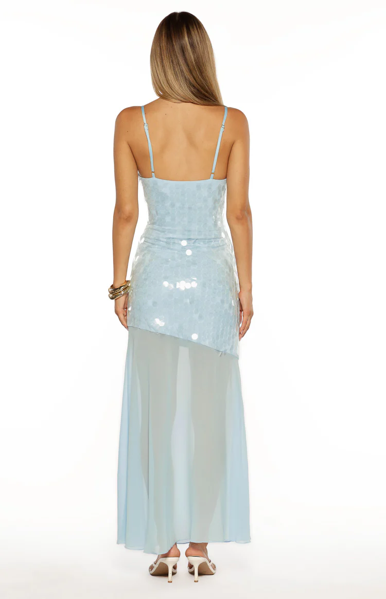 Belinda Light Blue Sequin Maxi Dress - Image 4