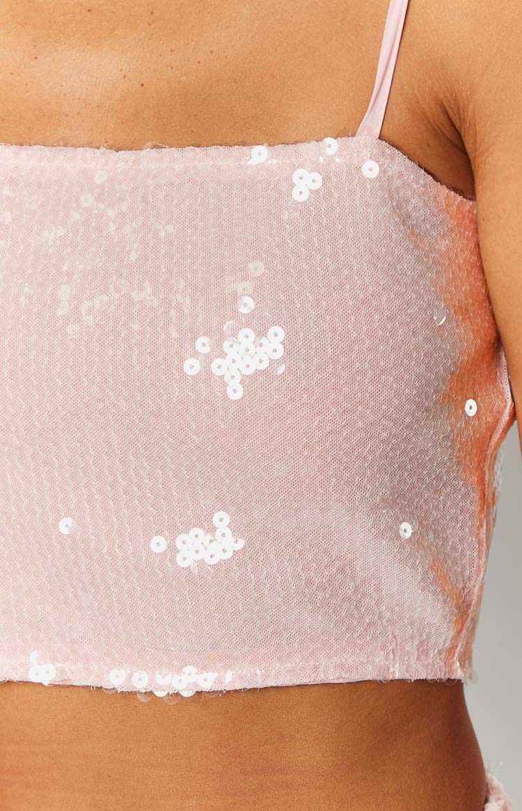 Bellah Pink Sequin Crop Top - Image 5