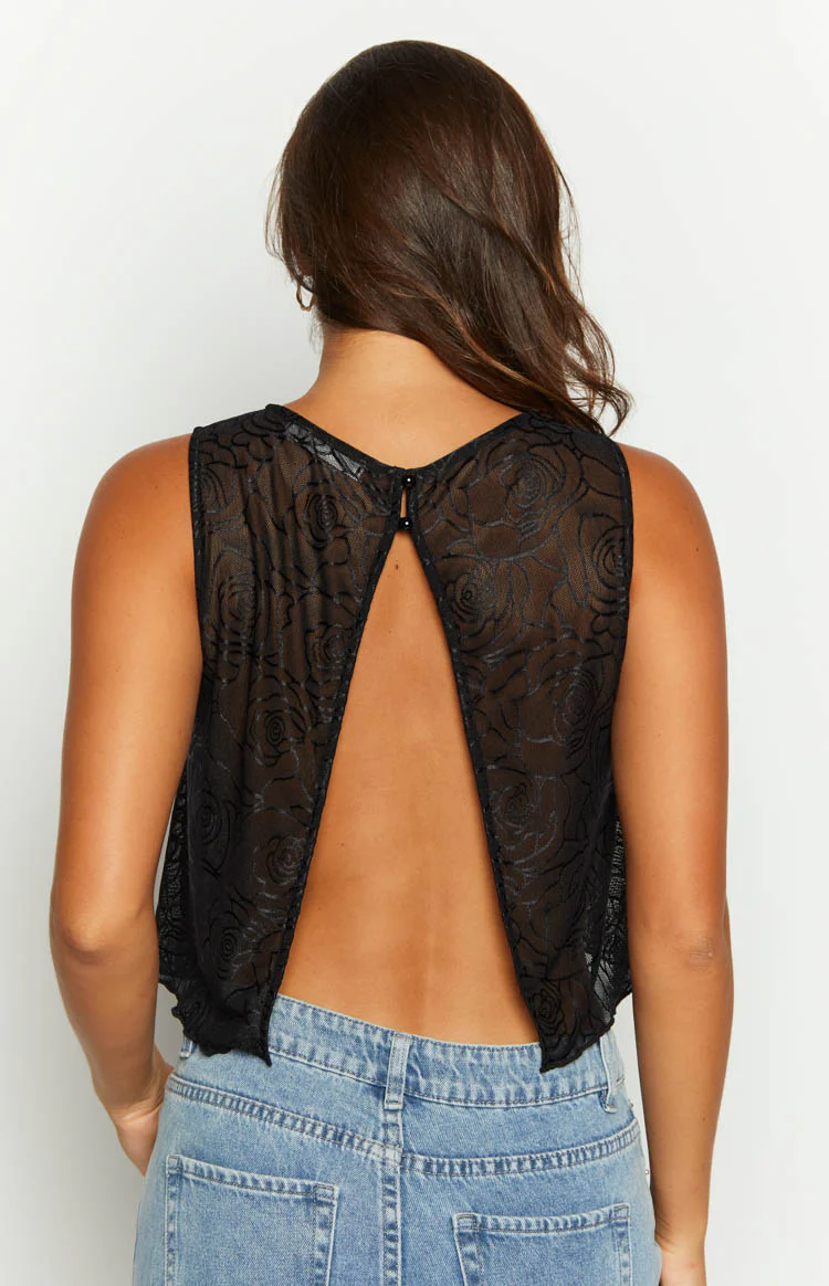 Belle Black Mesh Top - Image 7