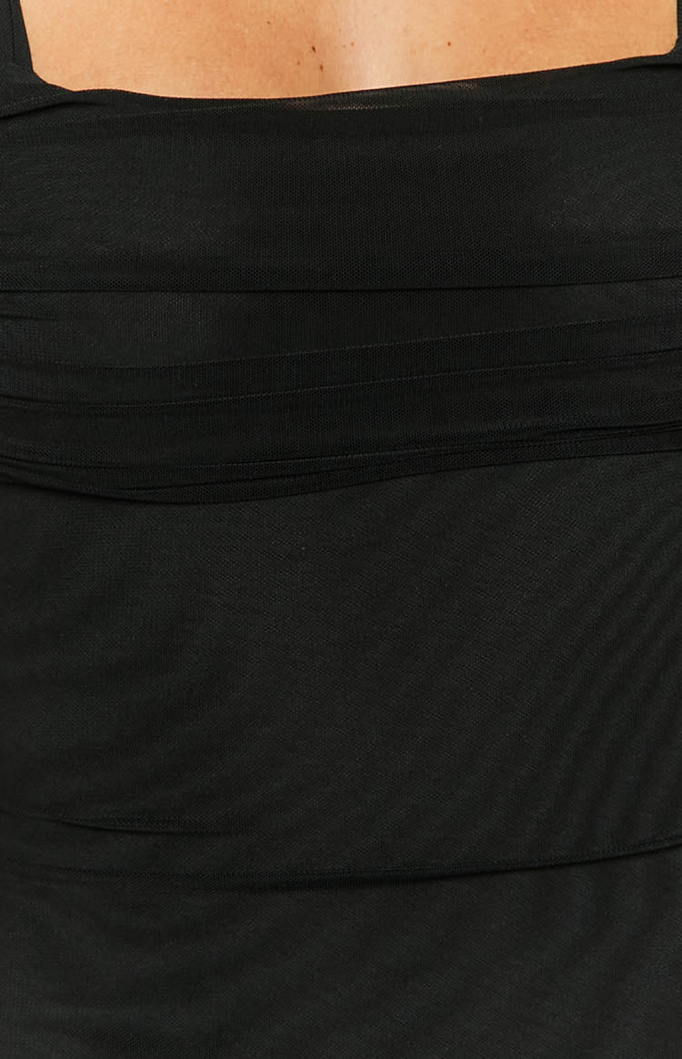 Beverley Black Mesh Maxi Dress - Image 6