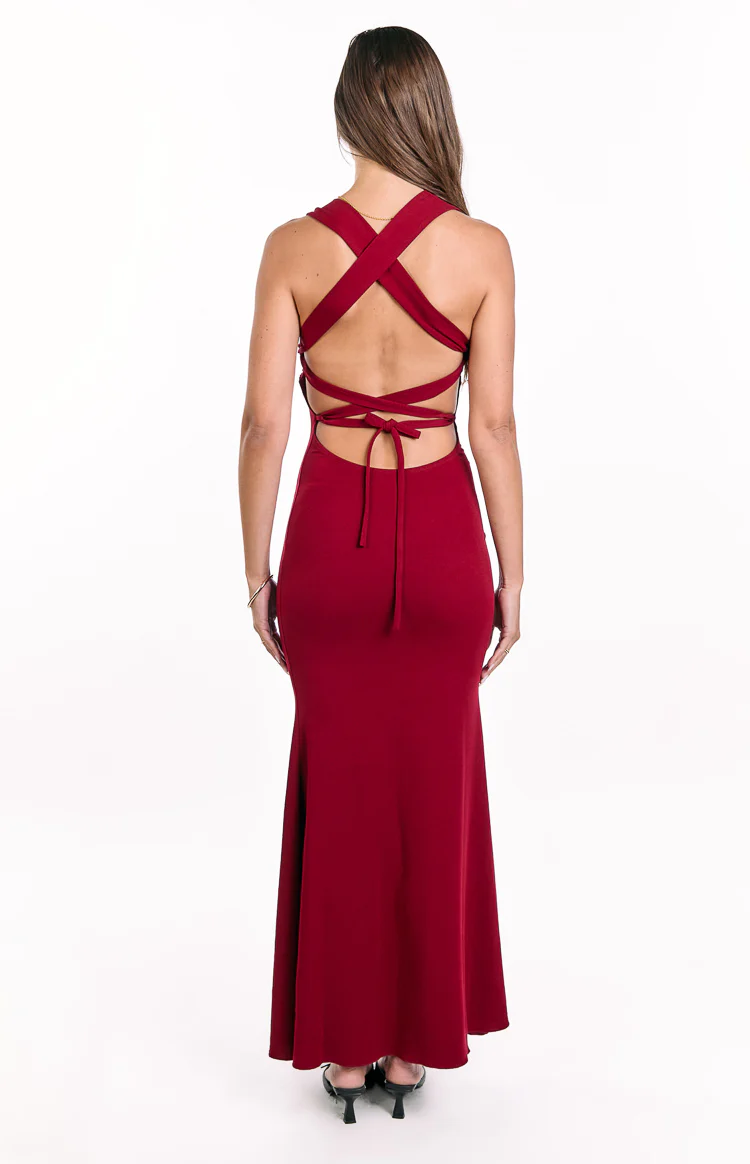 Beverley Wine Crepe Maxi Dress - Image 7