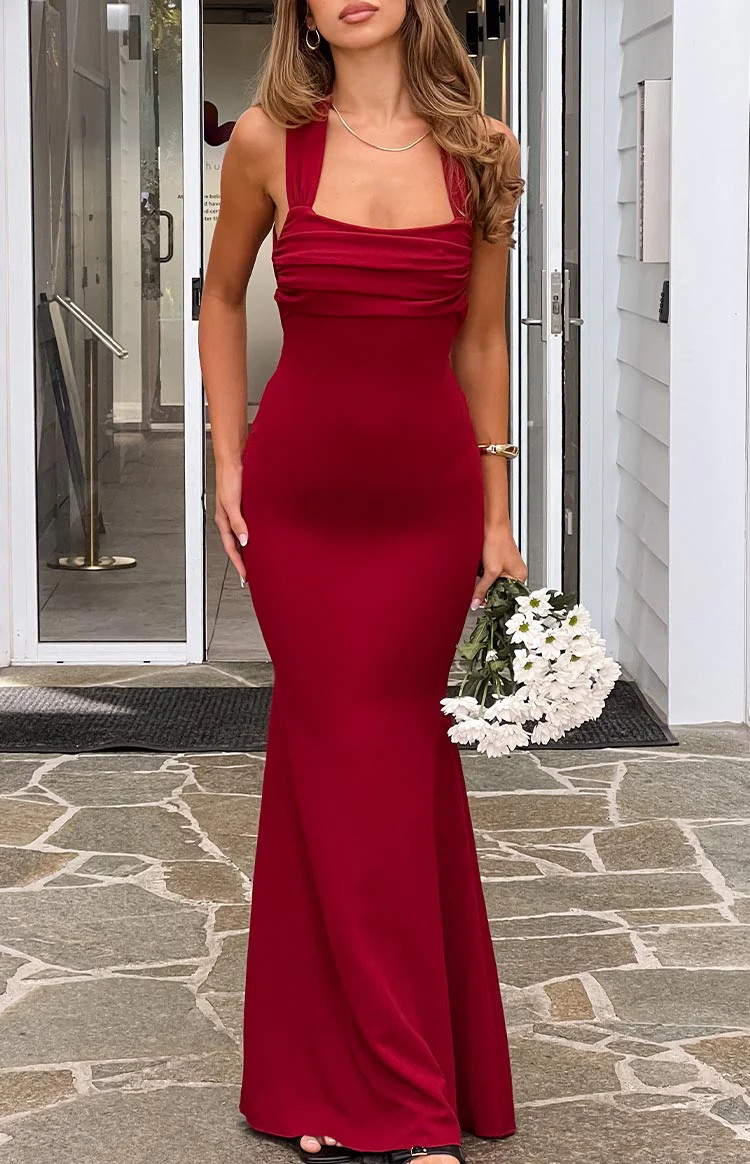 Beverley Wine Crepe Maxi Dress - Image 9