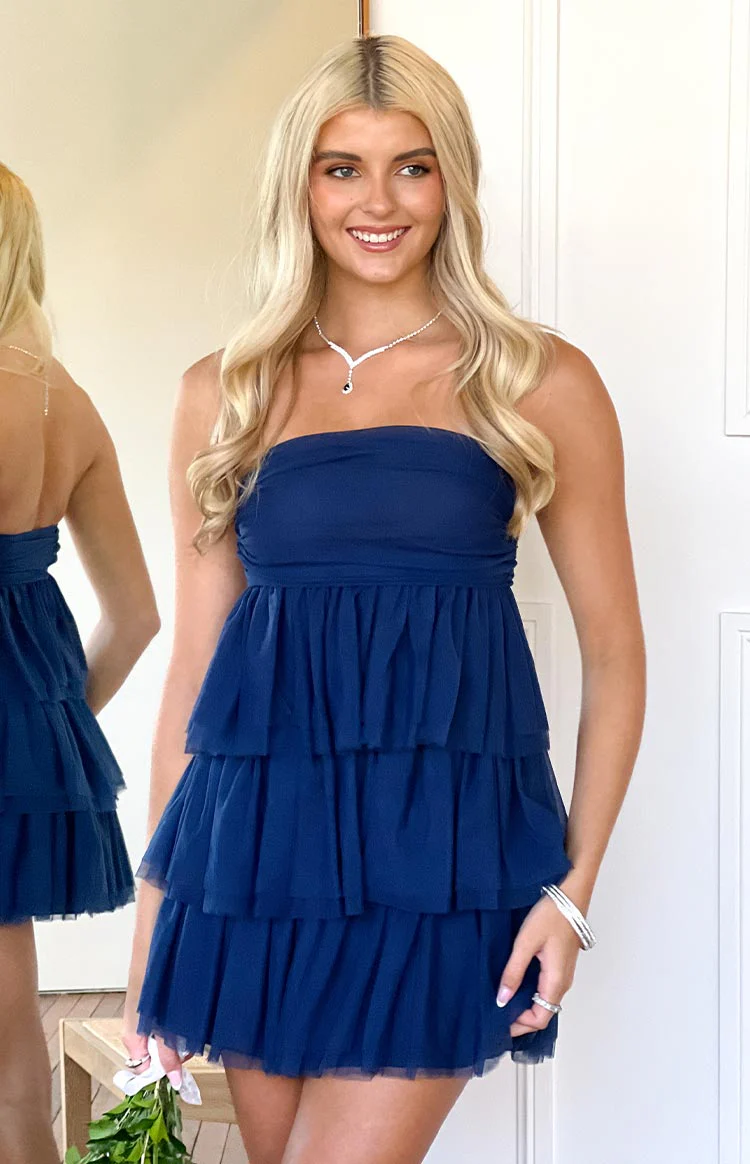 Birthday Girl Navy Mini Party Dress - Image 7