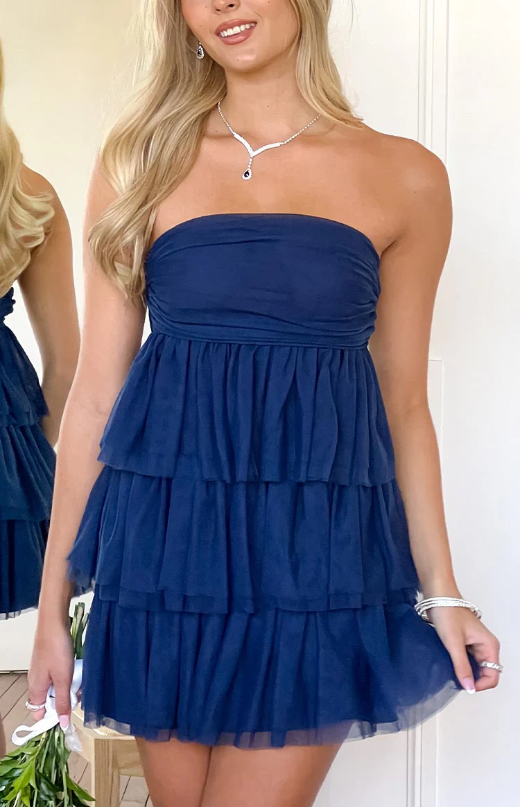 Birthday Girl Navy Mini Party Dress - Image 8