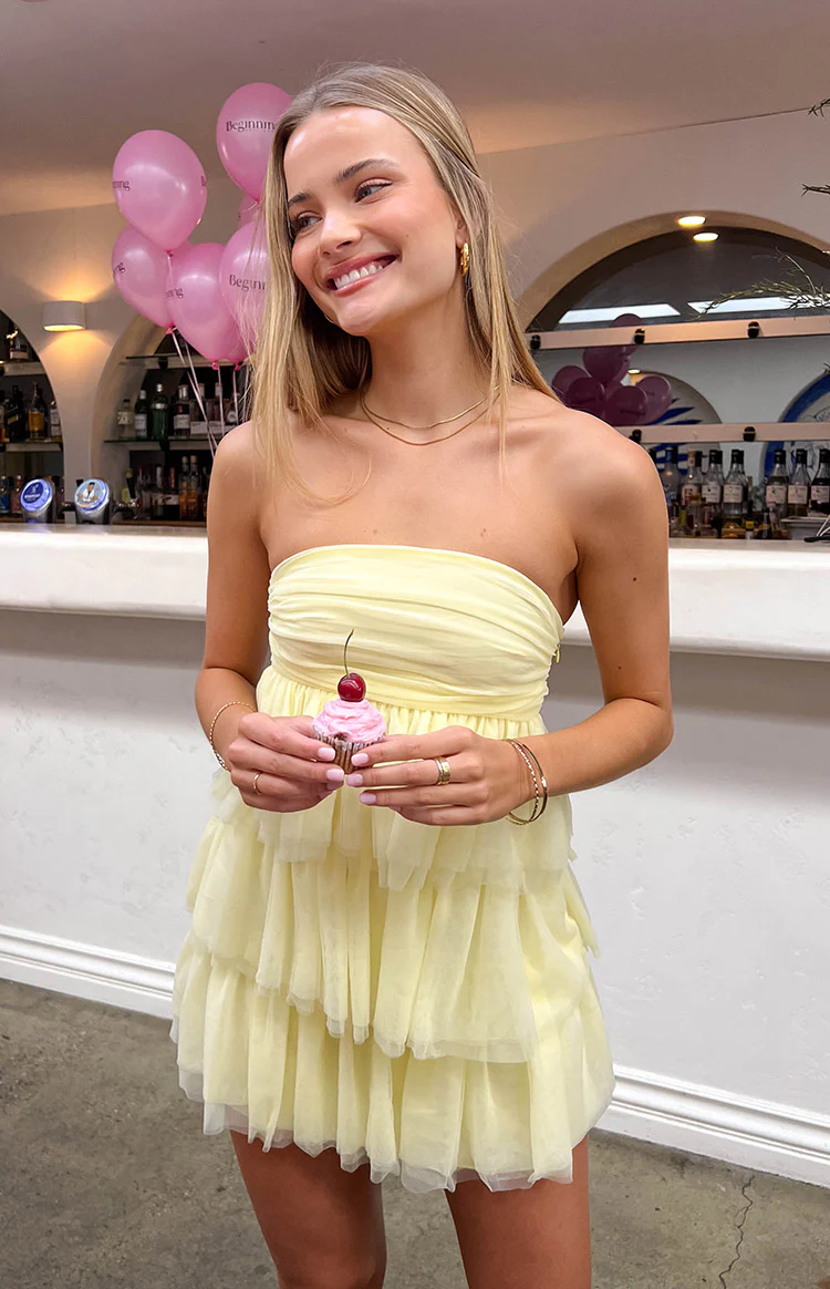 Birthday Girl Yellow Mini Party Dress - Image 8