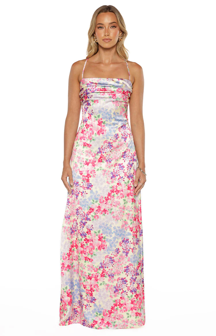 Blaise Multi Floral Satin Maxi Dress - Image 2